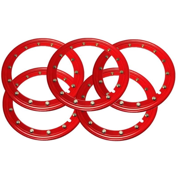 Simulated Beadlock Rings 16 inch - RED (Set of 5 - One for your spare wheel too!)