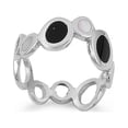 thumbnail image 1 of Simulated Black Onyx Circle Cutout Ring Sterling Silver Band CZ 925 Jewelry Female Size 6, 1 of 4