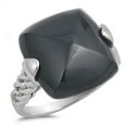 thumbnail image 1 of Simulated Black Onyx Large Huge Solitaire Ring .925 Sterling Silver Band CZ Female Size 6, 1 of 4