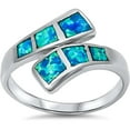thumbnail image 1 of Simulated Blue Opal Square Mew Design Ring Sterling Silver Size 7, 1 of 3