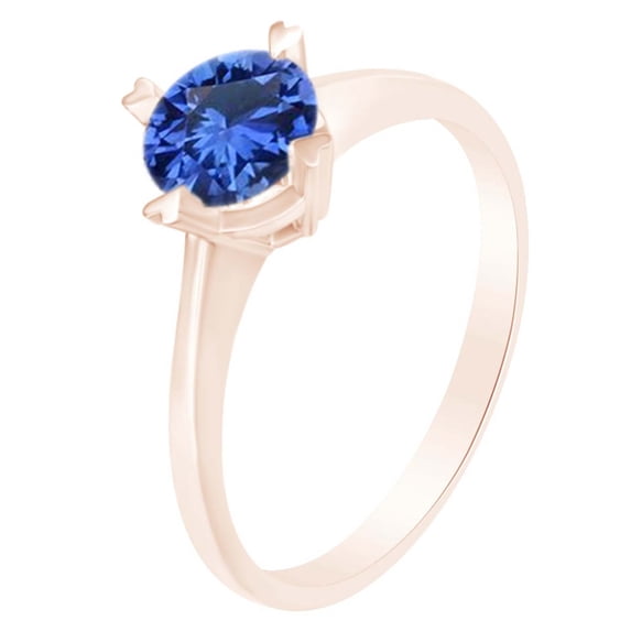 AFFY Simulated Blue Sapphire Four Prong Solitaire Ring 1 Cttw 14k Rose Gold Over Sterling Silver-13
