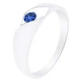 thumbnail image 1 of AFFY Simulated Blue Sapphire Solitaire Unisex Band Ring 14k White Gold Over Sterling Silver-5, 1 of 1