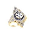 thumbnail image 1 of AFFY Simulated Blue Sapphire & White CZ Cocktail Engagement Ring In 14k Solid Yellow Gold (1.35 cttw) Ring Size-6, 1 of 1