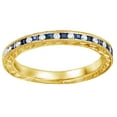 thumbnail image 1 of AFFY Simulated Blue Sapphire & White Diamond Anniversary Band Ring 14K Solid Yellow Gold (0.12 Ct), Size-5.5, 1 of 1