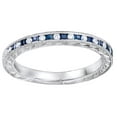 thumbnail image 1 of AFFY Simulated Blue Sapphire & White Diamond Anniversary Band Ring In 14K Solid White Gold (0.12 Ct), Size-13, 1 of 1