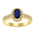 thumbnail image 1 of AFFY Simulated Blue Sapphire & White Natural Accent Diamond Solitaire Ring In 10k Yellow Gold (0.33 cttw) Ring Size-6.5, 1 of 2