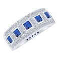 thumbnail image 1 of Simulated Blue Sapphire & White Natural Diamond Anniversary Band Ring in 14k White Gold (0.33 Cttw), 1 of 1