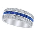 thumbnail image 1 of AFFY Simulated Blue Sapphire & White Natural Diamond Anniversary Band Ring in 14k White Gold (0.5 Cttw) Ring Size : 5.5, 1 of 1