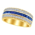 thumbnail image 1 of AFFY Simulated Blue Sapphire & White Natural Diamond Anniversary Band Ring in 14k Yellow Gold (0.5 Cttw) Ring Size : 8.5, 1 of 1