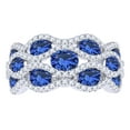 thumbnail image 1 of AFFY Simulated Blue Sapphire & White Natural Diamond Twisted Engagement Ring In 14k Solid White Gold (3.53cttw) Ring Size-7.5, 1 of 1