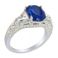 thumbnail image 1 of AFFY Simulated Blue Sapphire & White Sapphire Solitaire Ring In 14k White Gold Over Sterling Silver (4.88 cttw) Ring Size-10, 1 of 2