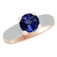 thumbnail image 1 of AFFY Simulated Blue Tanzanite & White Natural Diamond Engagement Wedding Ring In 14k Rose Gold (1.96 cttw)With Ring Size:-7, 1 of 2