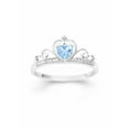 thumbnail image 1 of Simulated Blue Topaz Heart and White CZ Sterling Silver Crown Ring, 1 of 3
