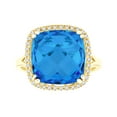 thumbnail image 1 of AFFY Simulated Blue Topaz & White Natural Diamond Cocktail Ring In 14k Solid Yellow Gold (9.49 cttw) Ring Size-13, 1 of 1