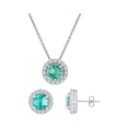 thumbnail image 1 of Simulated Blue Topaz and CZ Fine Silver-Plated Boxed Set with Earring and Pendant, 18", 1 of 2