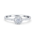 thumbnail image 1 of Simulated CZ Size-5 Petite Dainty Halo Solitaire Women Accent Ring 925 Sterling Silver, 1 of 7