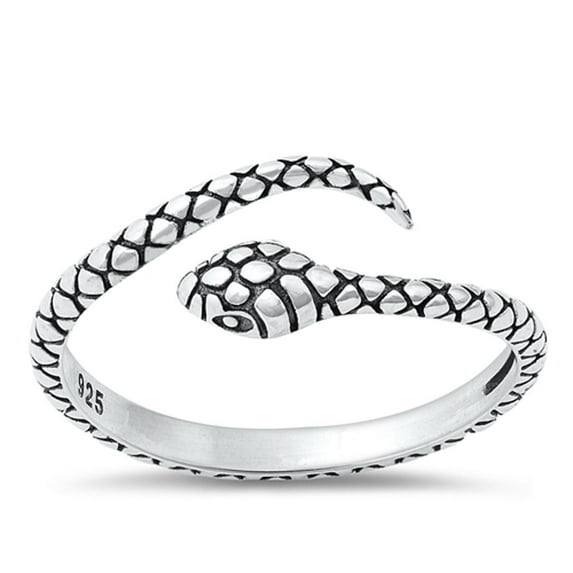 Simulated Coral Snake Serpent Ring .925 Sterling Silver Band Jewelry Female Male Unisex Size 4