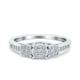 thumbnail image 1 of Simulated Cubic Zirconia Size-10 3 Flower Ring Wedding Engagement Band 925 Sterling Silver, 1 of 7