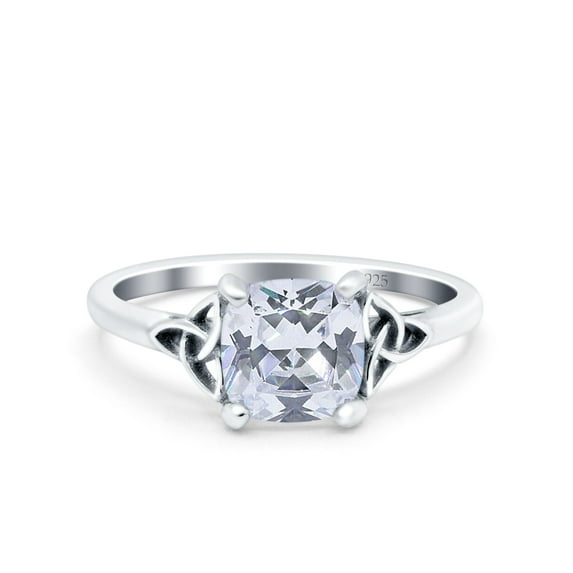 Simulated Cubic Zirconia Size-10 Celtic Art Deco Wedding Engagement Bridal Ring 925 Sterling Silver
