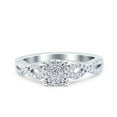 thumbnail image 1 of Simulated Cubic Zirconia Size-10 Halo Art Deco Ring Round Wedding Engagement Infinity Band 925 Sterling Silver, 1 of 7