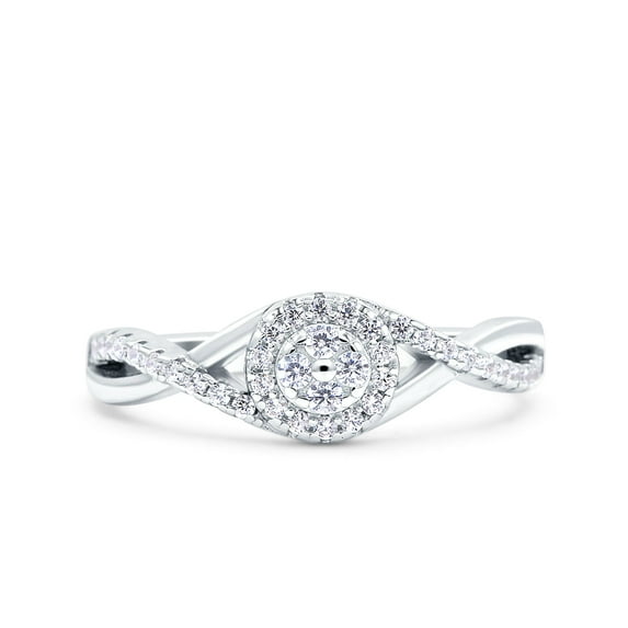Simulated Cubic Zirconia Size-10 Infinity Twisted Shank Half Eternity Ring Wedding Engagement Band 925 Sterling Silver