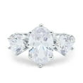 thumbnail image 1 of Simulated Cubic Zirconia Size-10 Oval Art Deco Three Stone Engagement Ring 925 Sterling Silver, 1 of 7