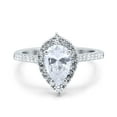 thumbnail image 1 of Simulated Cubic Zirconia Size-10 Teardrop Pear Art Deco Engagement Wedding Bridal Ring 925 Sterling Silver, 1 of 7