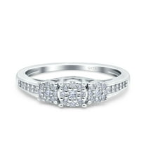 Simulated Cubic Zirconia Size-5 3 Flower Ring Wedding Engagement Band 925 Sterling Silver