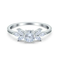 Simulated Cubic Zirconia Size-5 Art Deco Engagement Ring Marquise 925 Sterling Silver