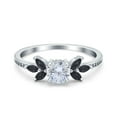 thumbnail image 1 of Simulated Cubic Zirconia Size-5 Art Deco Engagement Ring Marquise Simulated Black 925 Sterling Silver, 1 of 7