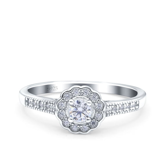 Simulated Cubic Zirconia Size-5 Art Deco Engagement Wedding Ring Band 925 Sterling Silver
