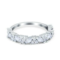 Simulated Cubic Zirconia Size-5 Art Deco Eternity Band Marquise Wedding Band Engagement Ring 925 Sterling Silver