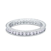 Simulated Cubic Zirconia Size-5 Art Deco Full Eternity Stackable Band Wedding Engagement Ring 925 Sterling Silver