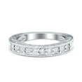 thumbnail image 1 of Simulated Cubic Zirconia Size-5 Art Deco Full Eternity Stackable Band Wedding Ring 925 Sterling Silver, 1 of 7