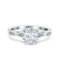 thumbnail image 1 of Simulated Cubic Zirconia Size-5 Art Deco Oval Wedding Engagement Ring 925 Sterling Silver, 1 of 7