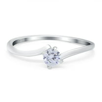 Simulated Cubic Zirconia Size-5 Bypass Solitaire Wedding Engagement Ring 925 Sterling Silver
