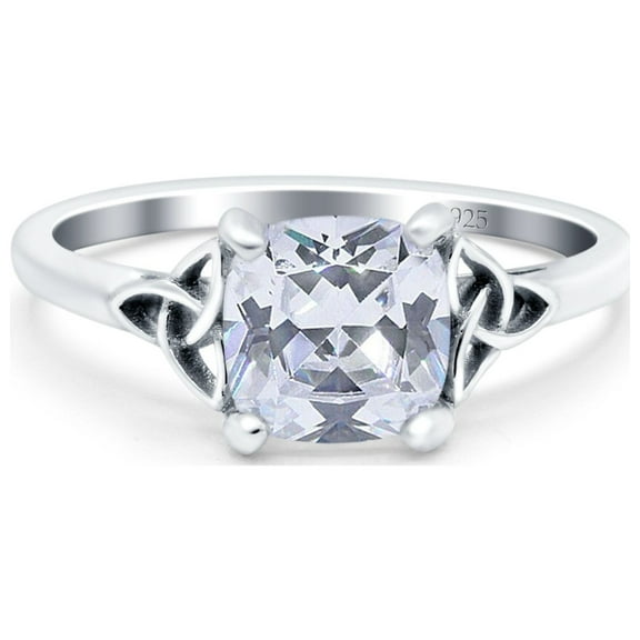 Simulated Cubic Zirconia Size-5 Celtic Art Deco Wedding Ring 925 Sterling Silver