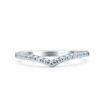 Simulated Cubic Zirconia Size-5 Chevron Midi Half Eternity Ring Wedding Engagement Band 925 Sterling Silver