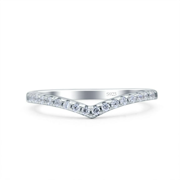 Simulated Cubic Zirconia Size-5 Chevron Midi Half Eternity Ring Wedding Engagement Band 925 Sterling Silver