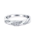thumbnail image 1 of Simulated Cubic Zirconia Size-5 Crisscross Band Wedding Ring 925 Sterling Silver, 1 of 7