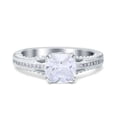 thumbnail image 1 of Simulated Cubic Zirconia Size-5 Cushion Cut Art Deco Engagement Ring 925 Sterling Silver, 1 of 7