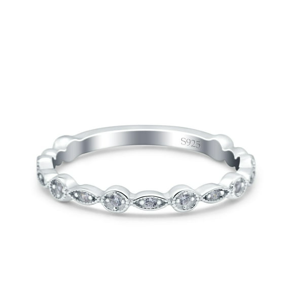 Simulated Cubic Zirconia Size-5 Eternity Ring Wedding Engagement Band Marquise 925 Sterling Silver