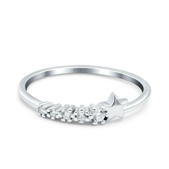 Simulated Cubic Zirconia Size-5 Eternity Shooting Star Band Wedding Ring 925 Sterling Silver