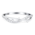 thumbnail image 1 of Simulated Cubic Zirconia Size-5 Fashion Crisscross Half Eternity Ring Band 925 Sterling Silver, 1 of 7