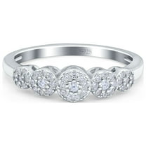 Simulated Cubic Zirconia Size-5 Five Flower Ring Wedding Engagement Band 925 Sterling Silver