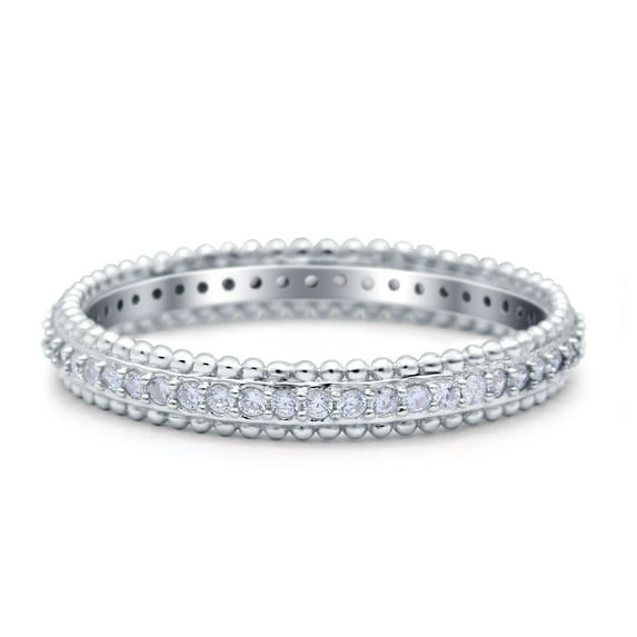 Simulated Cubic Zirconia Size-5 Full Eternity Band Wedding Ring 925 Sterling Silver