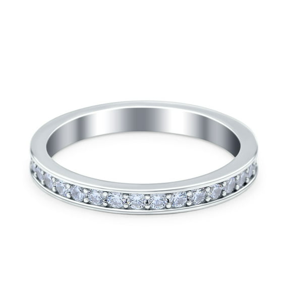 Simulated Cubic Zirconia Size-5 Full Eternity Stackable Band Wedding Engagement Bridal Ring 925 Sterling Silver