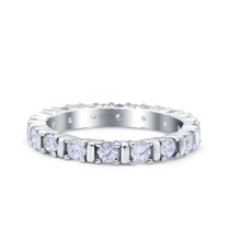 Simulated Cubic Zirconia Size-5 Full Eternity Stackable Ring Wedding Band 925 Sterling Silver