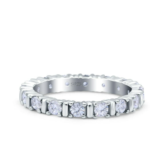 Simulated Cubic Zirconia Size-5 Full Eternity Stackable Ring Wedding Band 925 Sterling Silver
