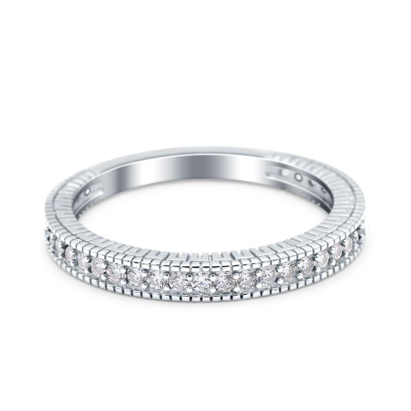 Simulated Cubic Zirconia Size-5 Half Eternity Band Bridal Stacking Wedding Engagement Ring 925 Sterling Silver